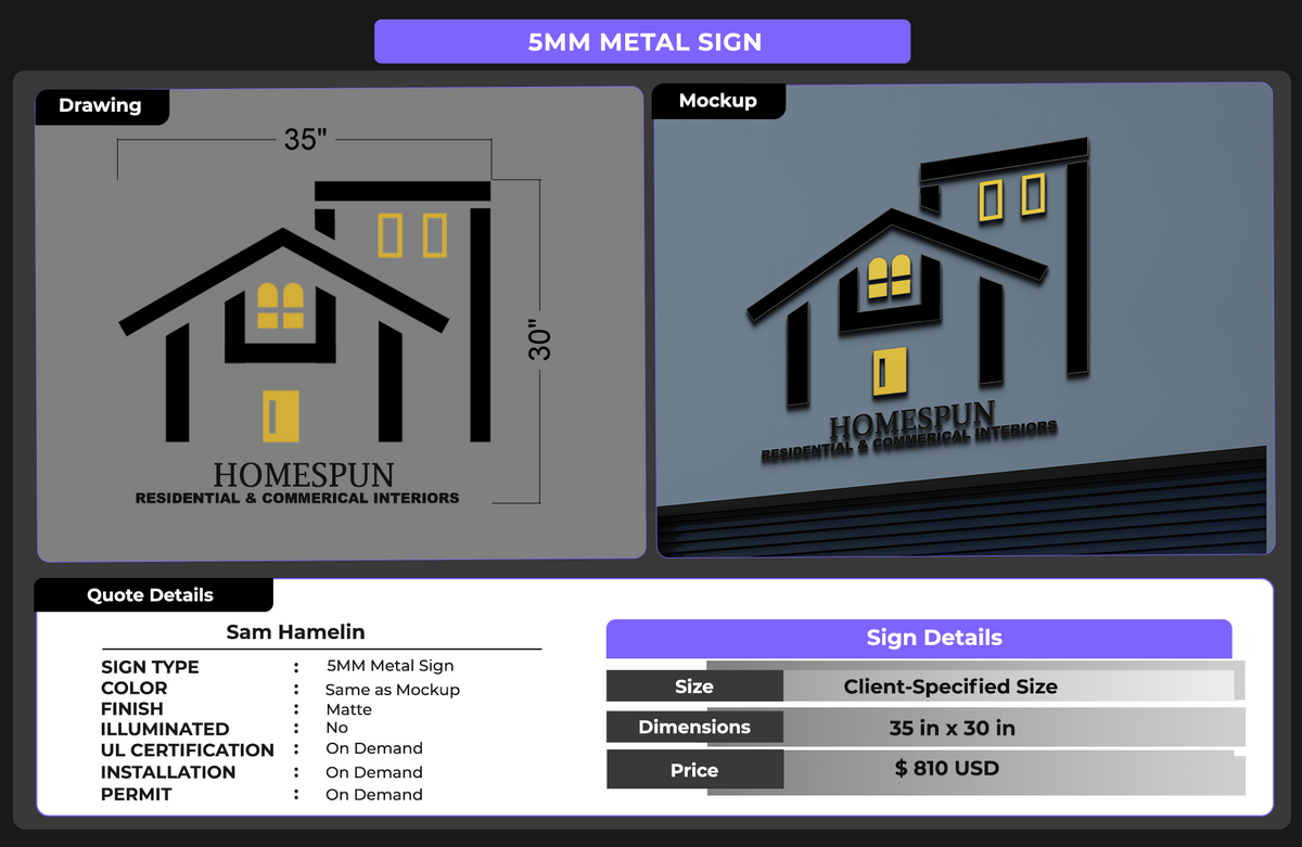 Custom Signs for Sam Hamelin