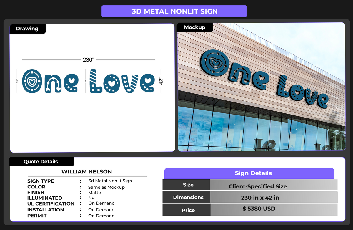 Custom Signs for WILLIAM NELSON
