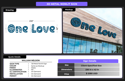 Custom Signs for WILLIAM NELSON
