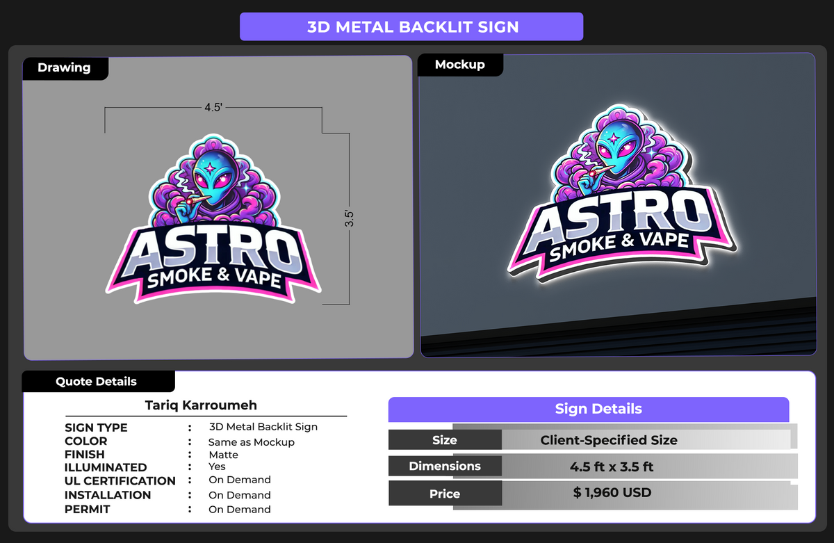 Custom Signs For Tariq Karroumeh