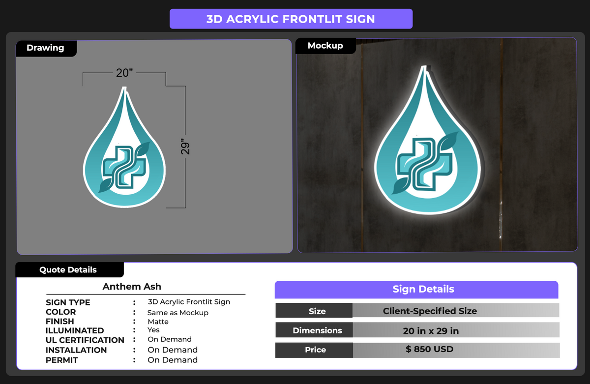 Custom Signs for Anthem Ash