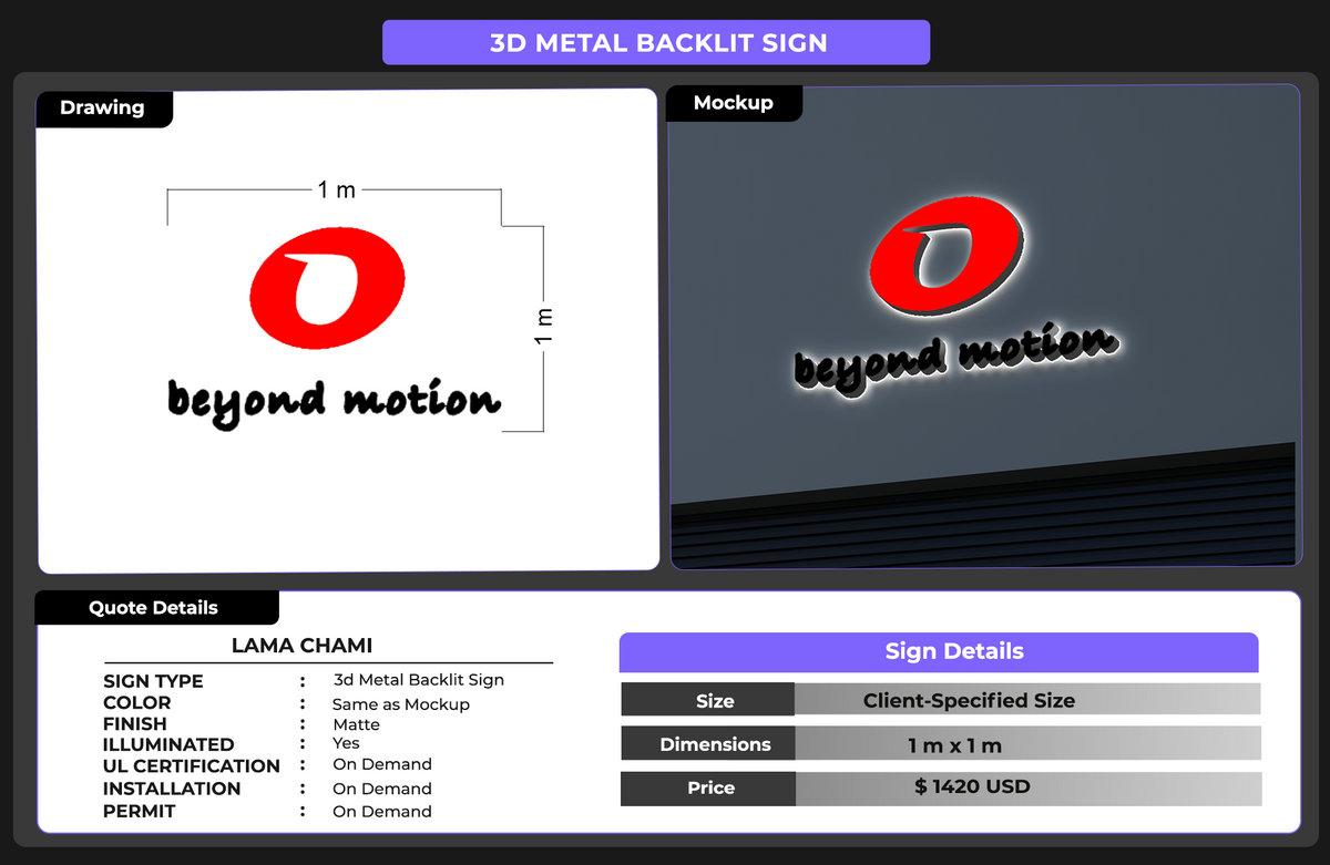 Custom Signs for LAMA CHAMI