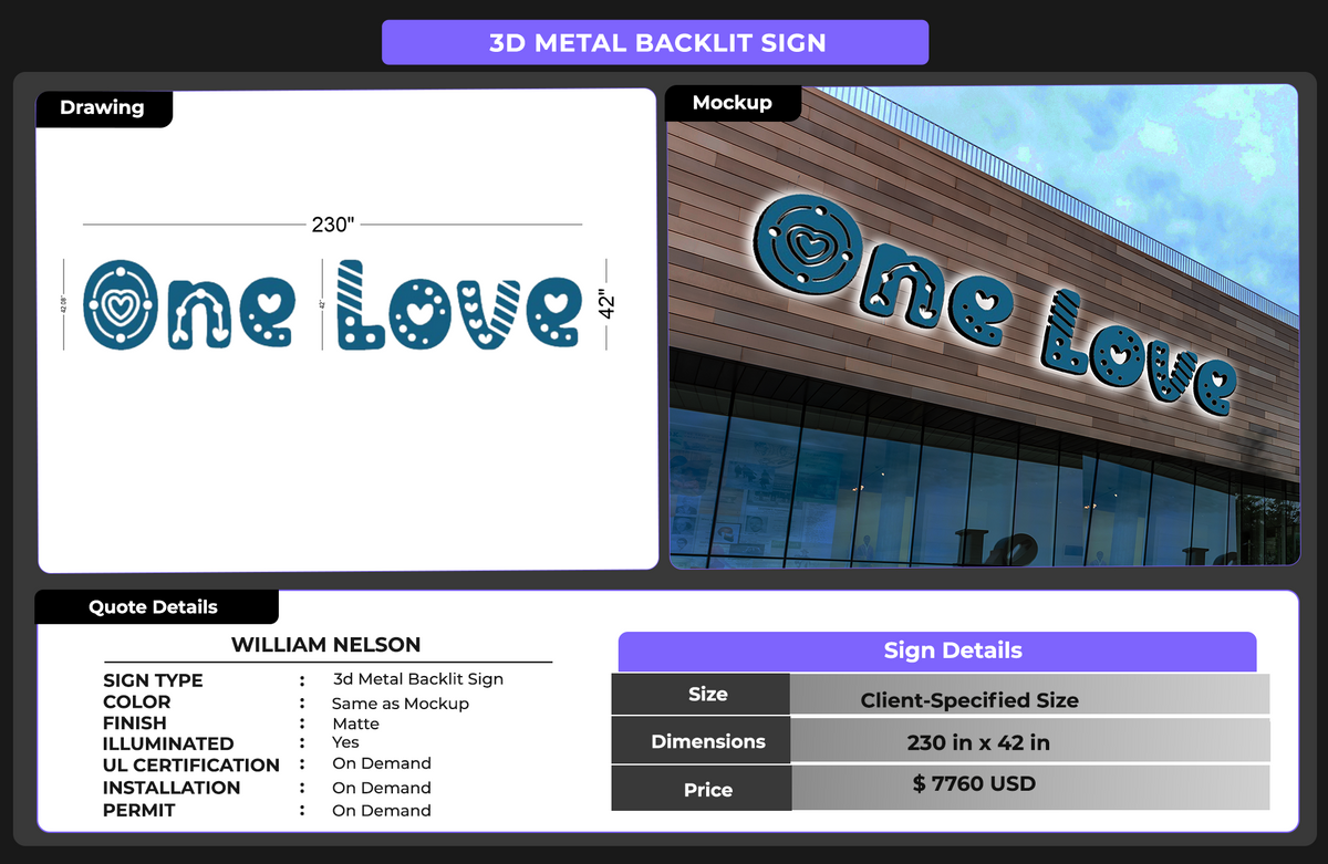 Custom Signs for WILLIAM NELSON