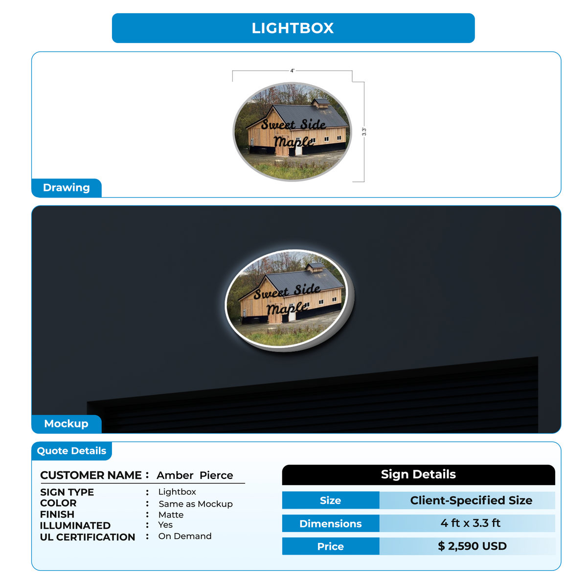 Lightbox Sign For Amber  Pierce