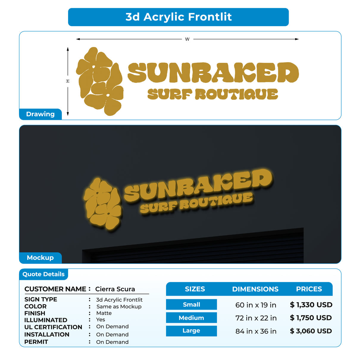 Business signage for Cierra Scura