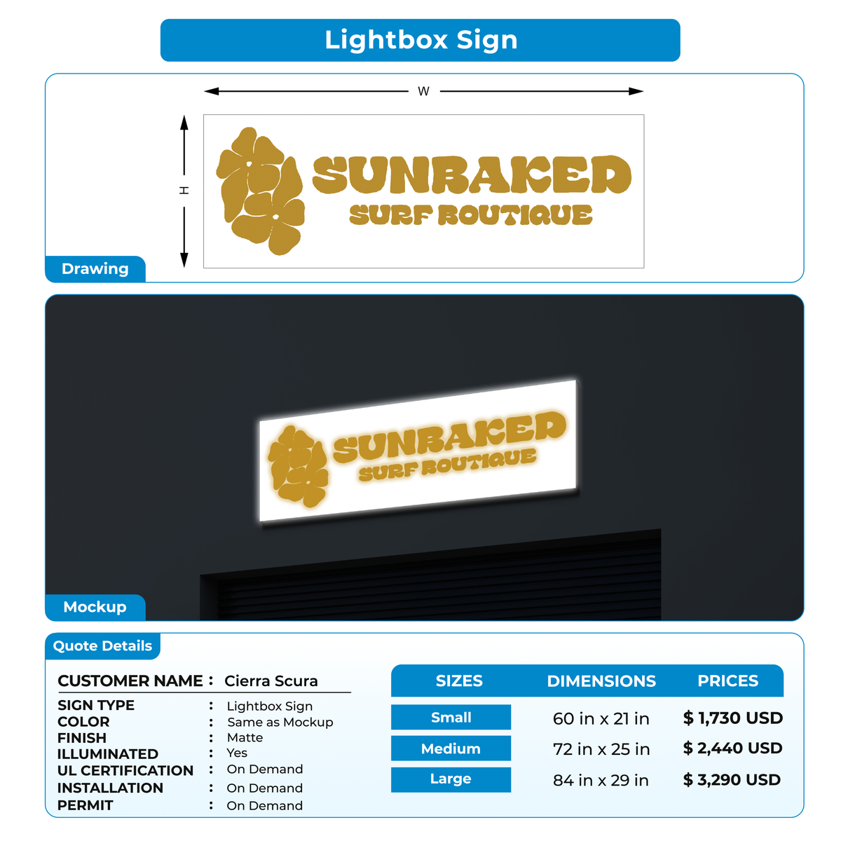 Business signage for Cierra Scura