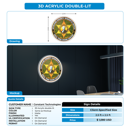 3d acrylic frontlit for Constant Technologies, Inc.