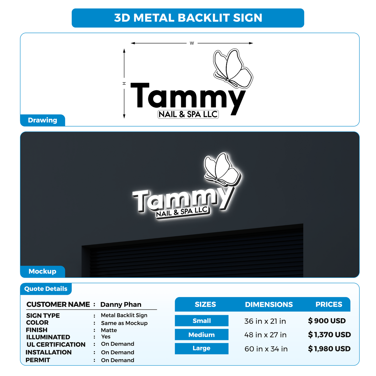 Business signage for Danny Phan