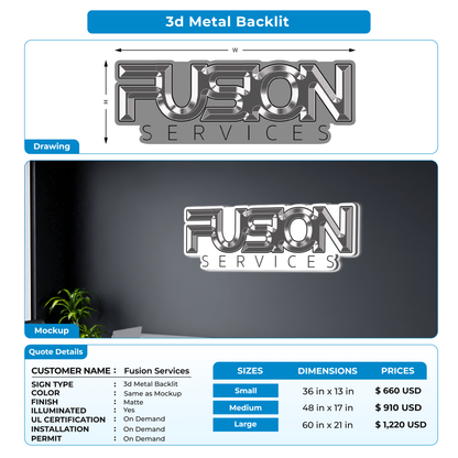 Business signage for Fusion Services