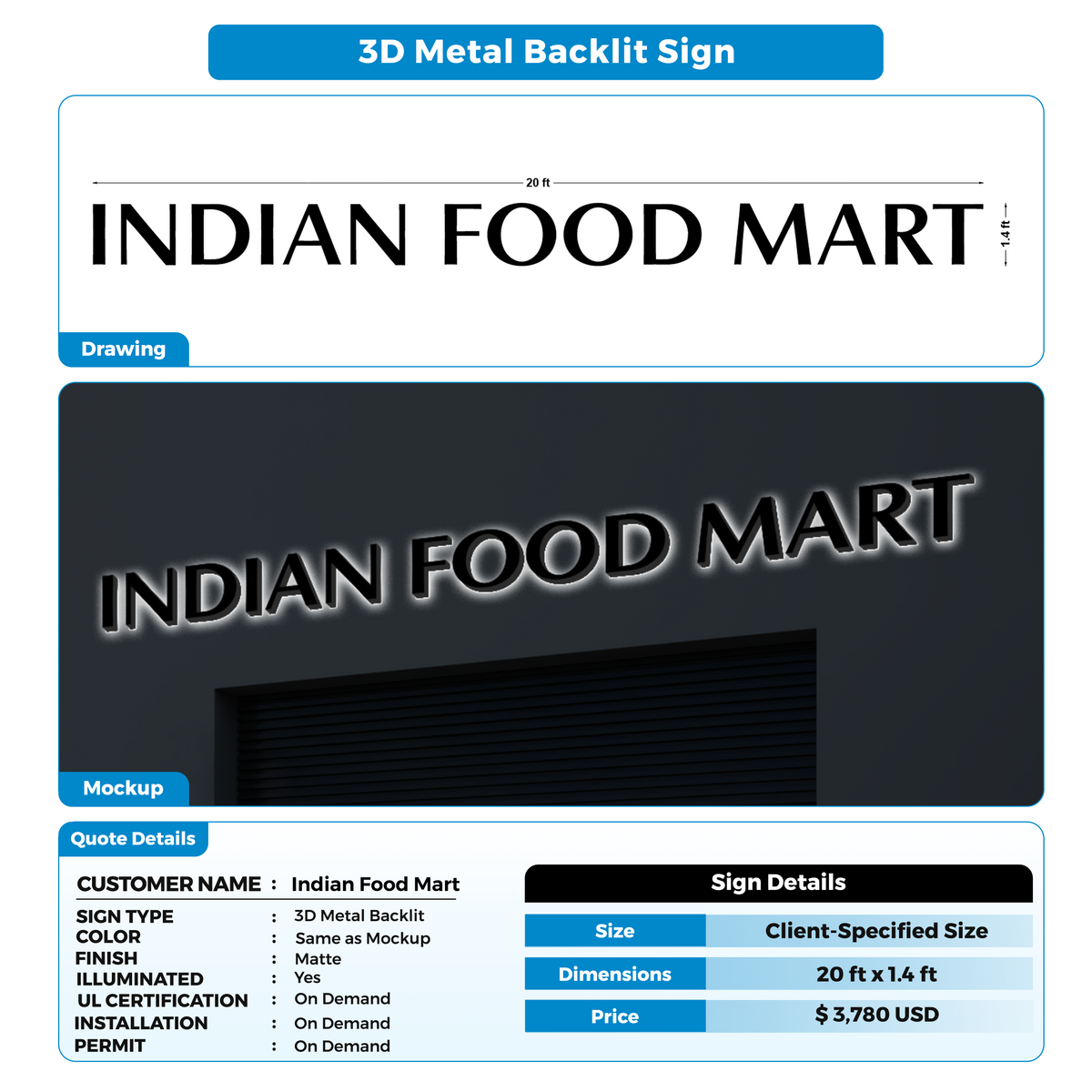 Business Signage for Indian Food Mart