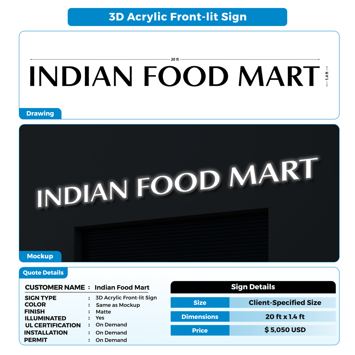 Business Signage for Indian Food Mart