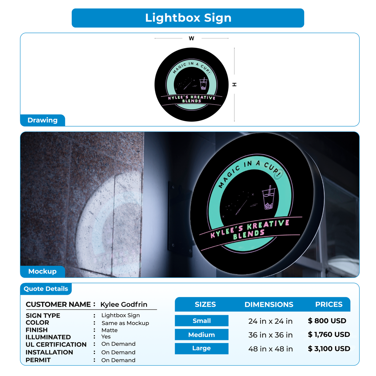 Business signage for Kylee Godfrin