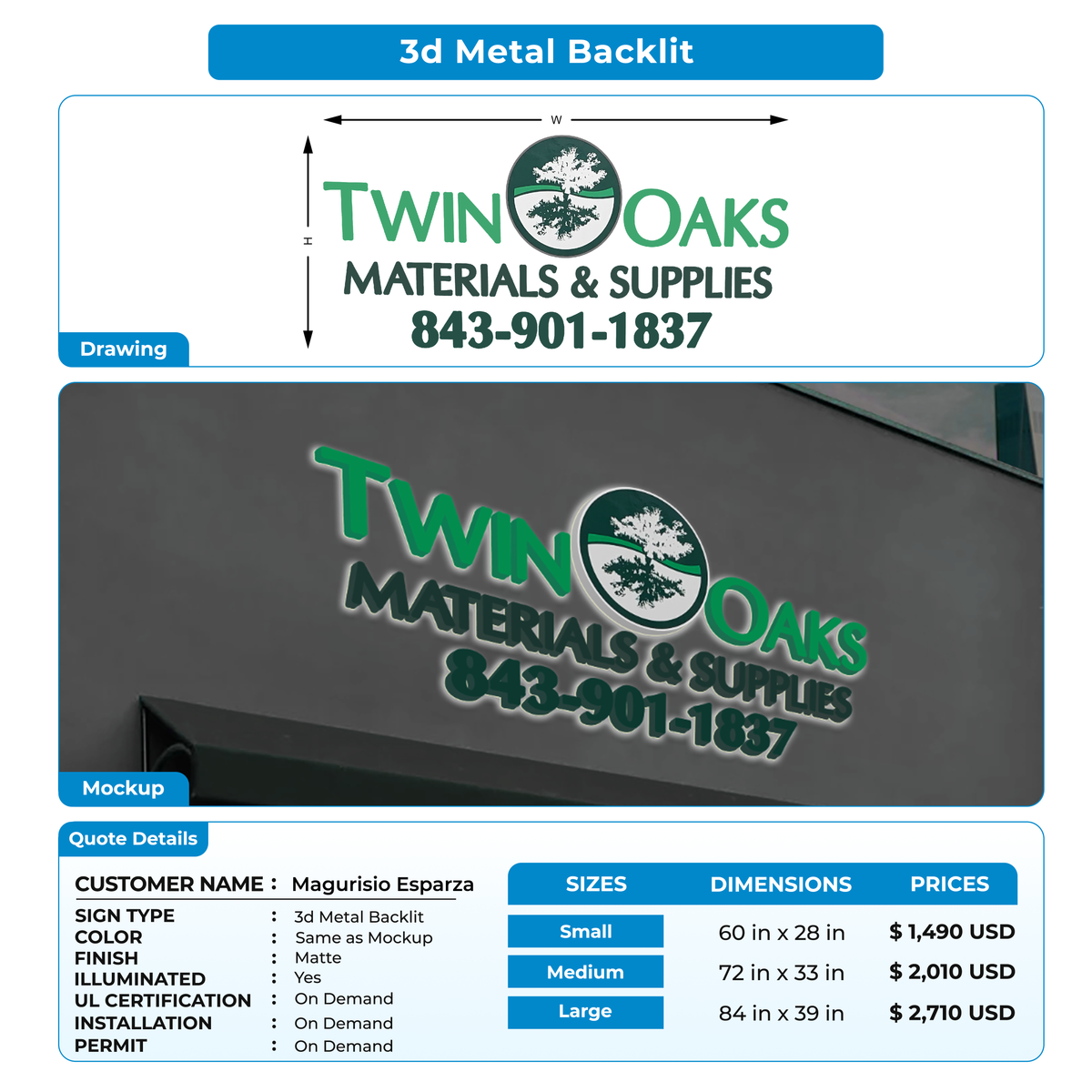 Business signage for Magurisio Esparza