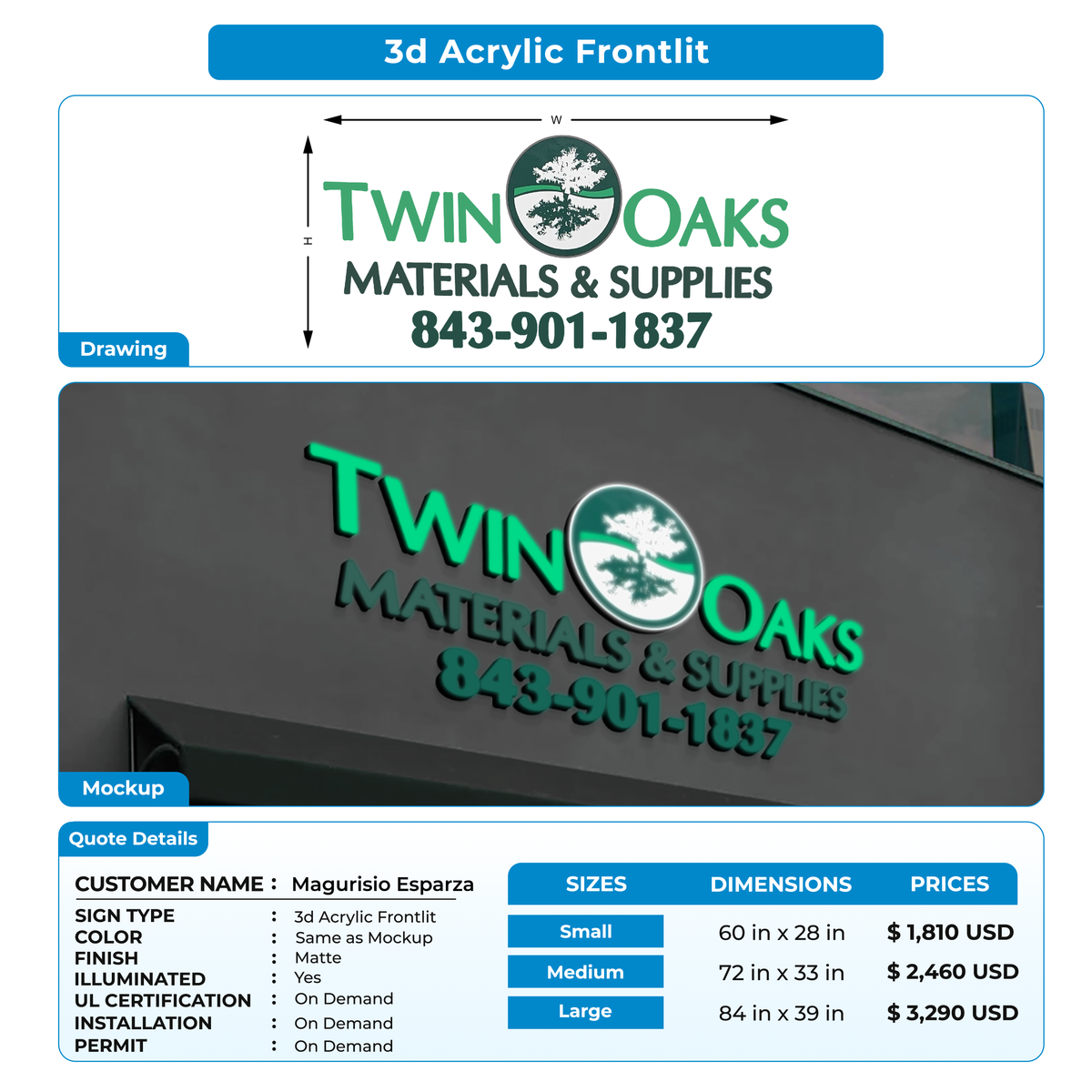 Business signage for Magurisio Esparza