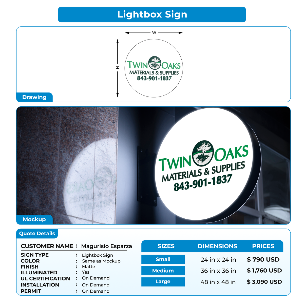Business signage for Magurisio Esparza