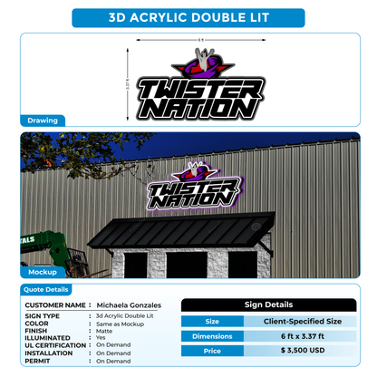 3d acrylic doublelit for Michaela Gonzales