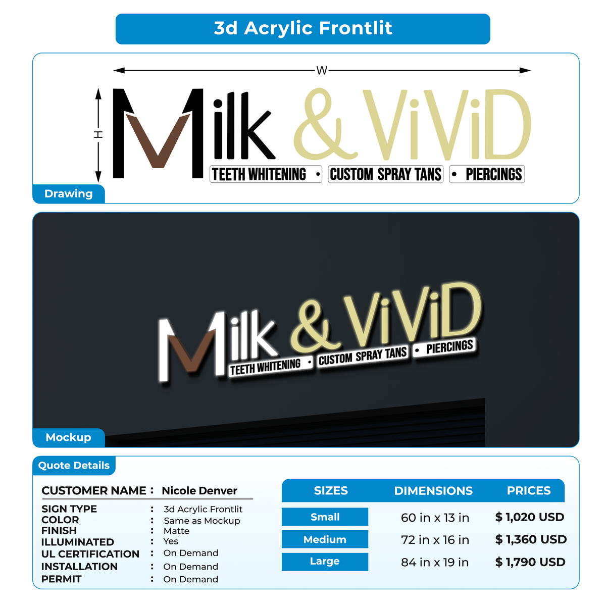 Business signage for Nicole Denver