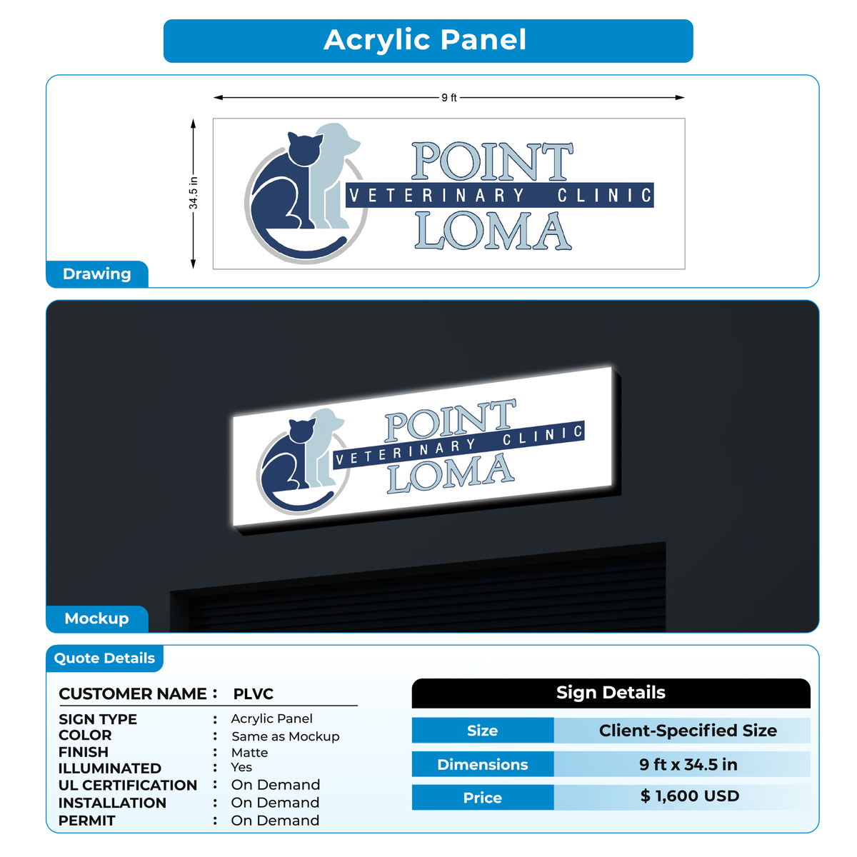 Acrylic Panel for PLVC