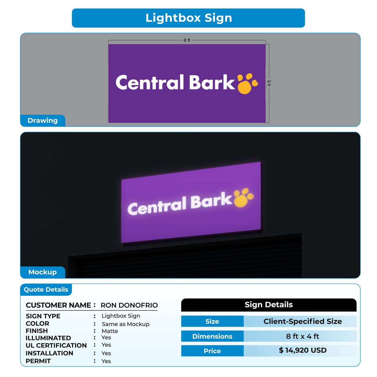 Business Signage for RON DONOFRIO