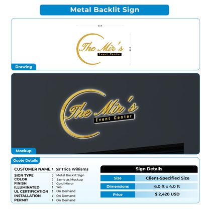 3d metal backlit for Sa’Trica Williams