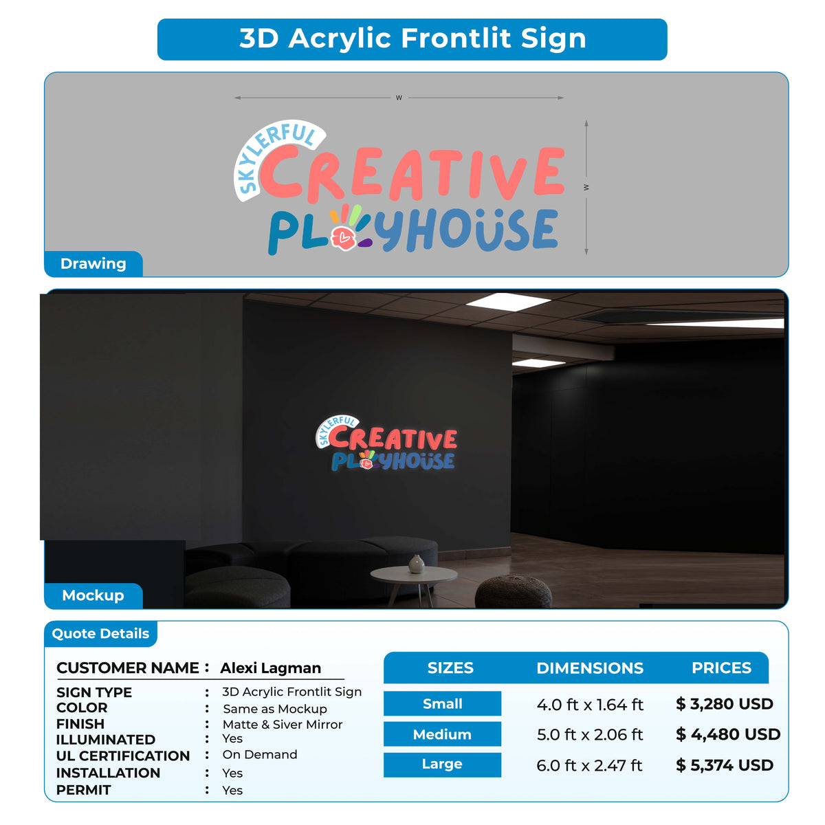custom sign for Alexi Lagman
