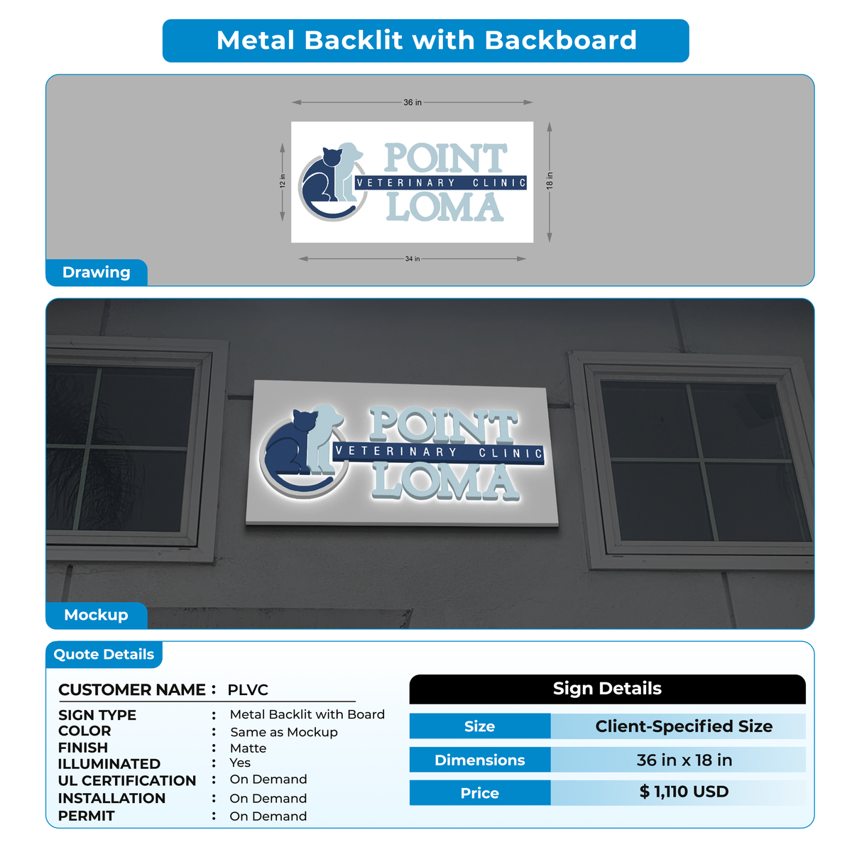 custom sign for PLVC