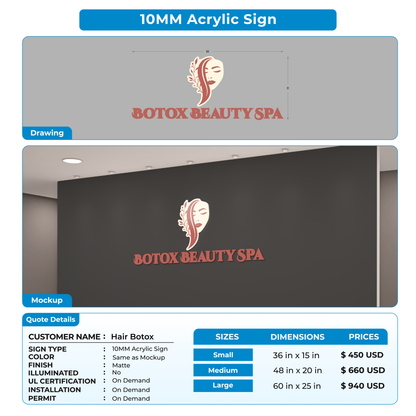 Business signage for Hair Botox