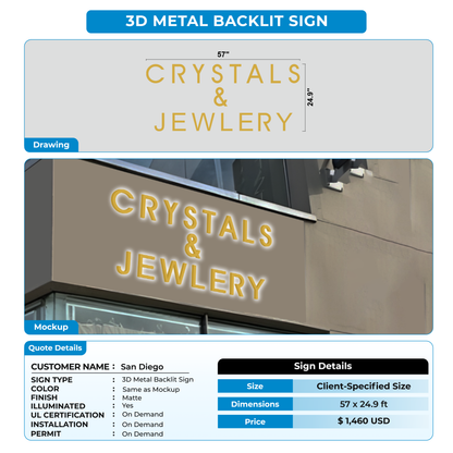 3d metal backlit for San Diego