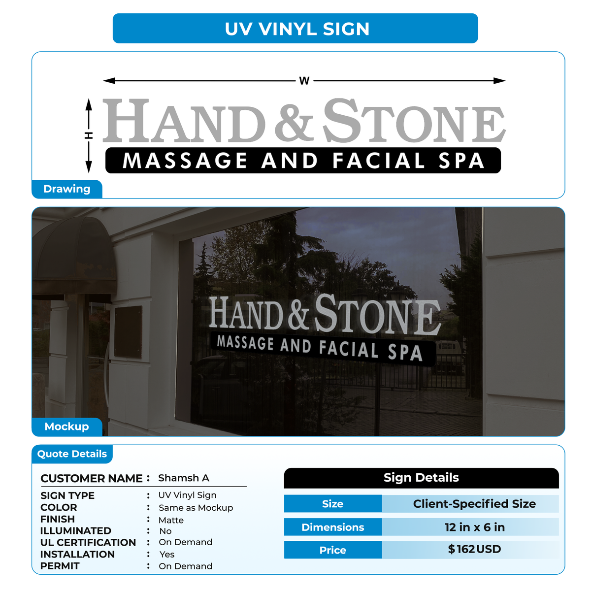 Business signage for Shamsh A