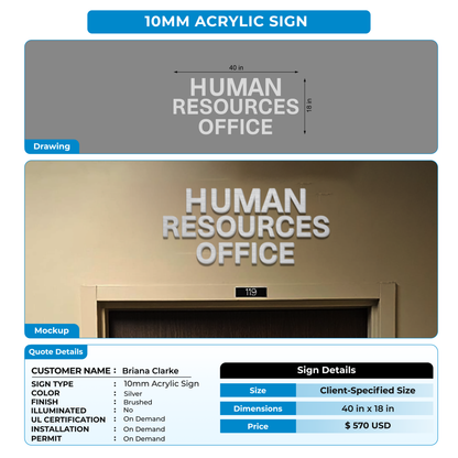 10mm acrylic sign for Briana Clarke