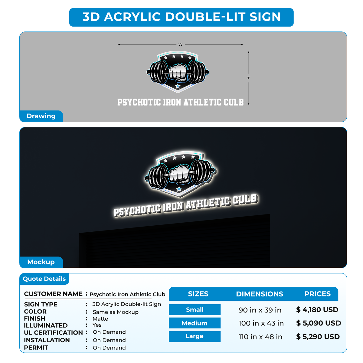 Custom Signs For Psychotic Iron Athletic Club