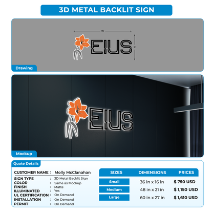 Metal Backlit Sign for Molly McClanahan