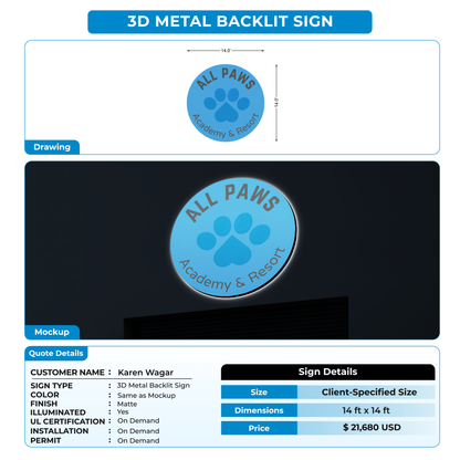 Metal Backlit Sign for Karen Wagar