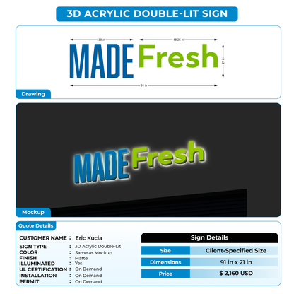3d acrylic doublelit signs for Eric Kucia