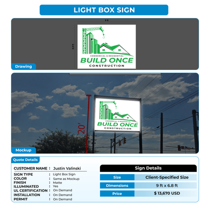 Light Box Signage for Justin Valinski