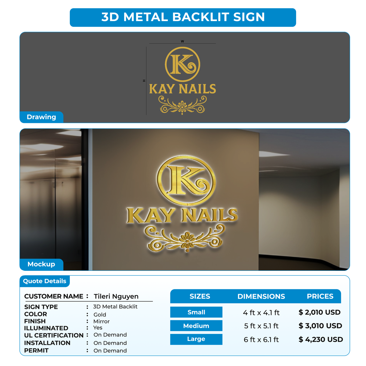 3d metal backlit for Tileri Nguyen