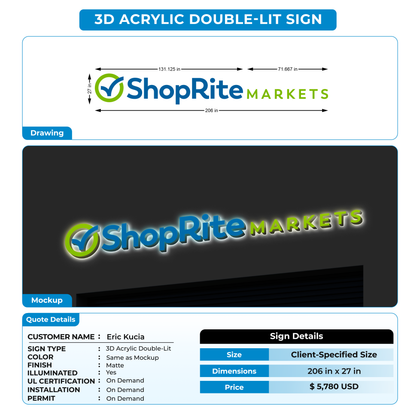3d acrylic doublelit signs for Eric Kucia