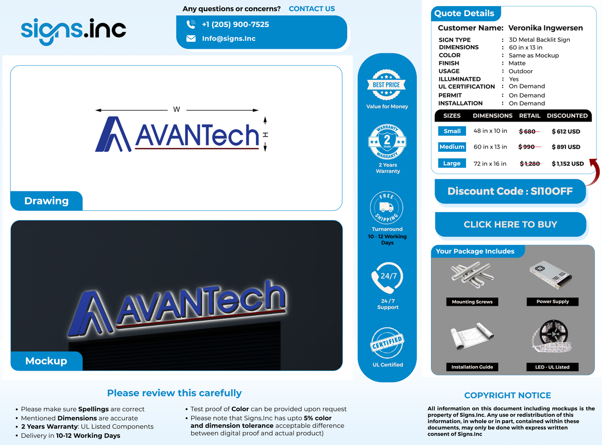 Custom Signs for Veronika Ingwersen
