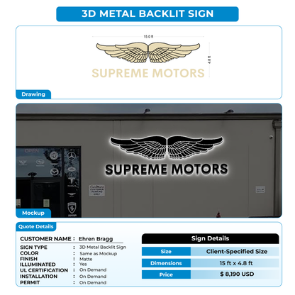 3D Metal Back-lit Signs For Ehren Bragg