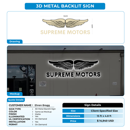 3D Metal Back-lit Signs For Ehren Bragg