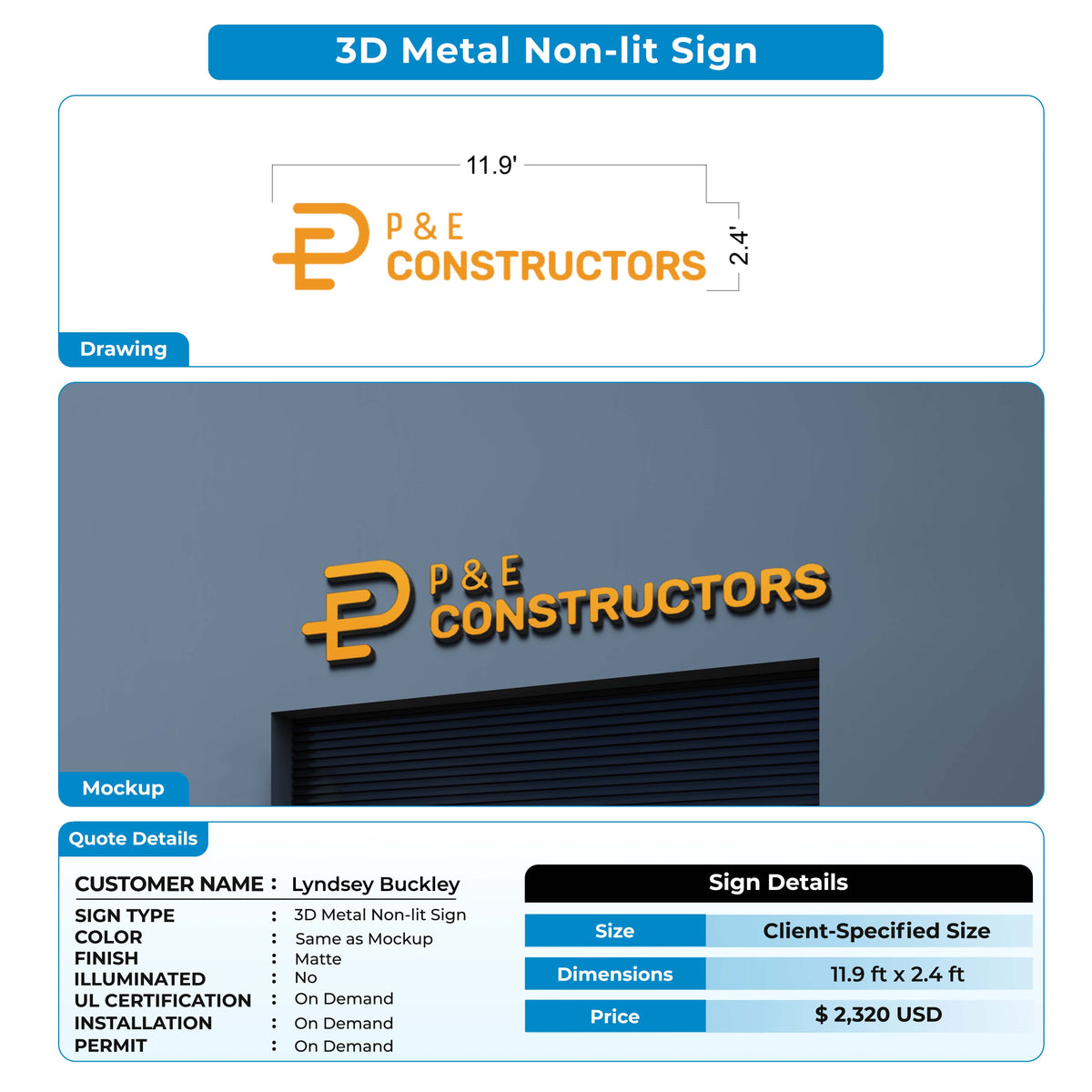 Custom Signs for Lyndsey Buckley
