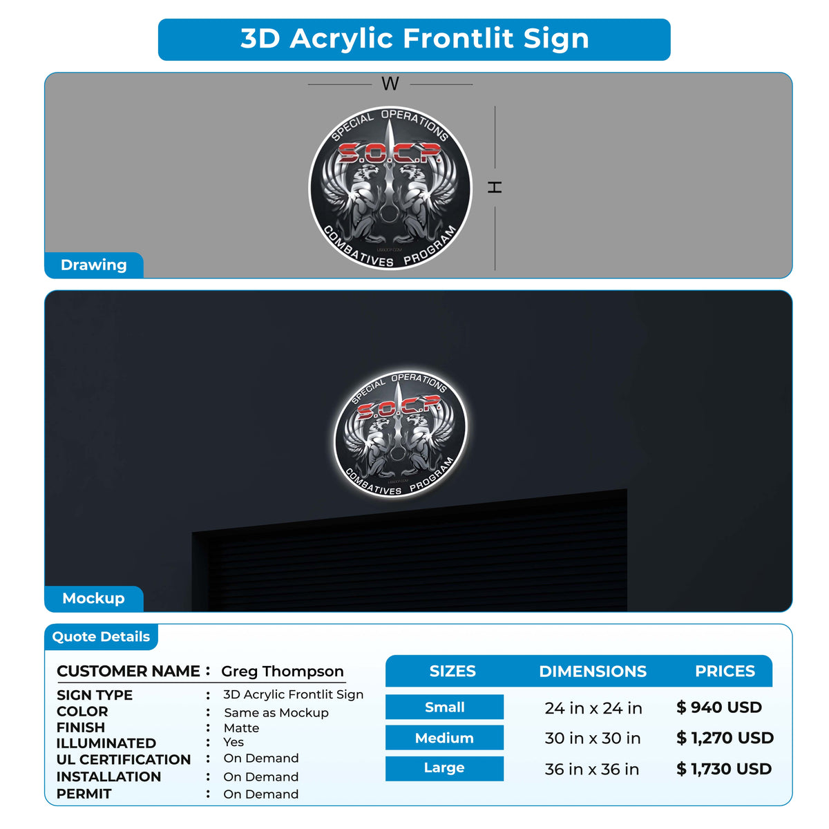 Custom Signs for Greg Thompson