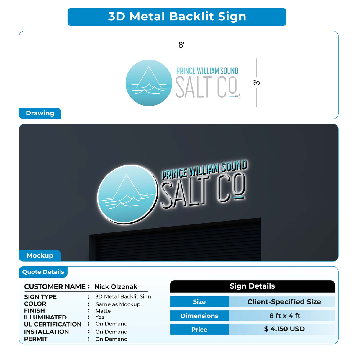 Custom Signs for Nick Olzenak
