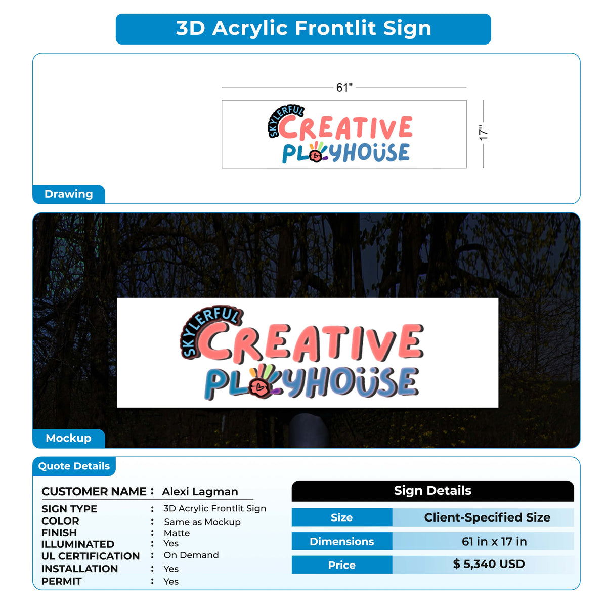 custom sign for Alexi Lagman
