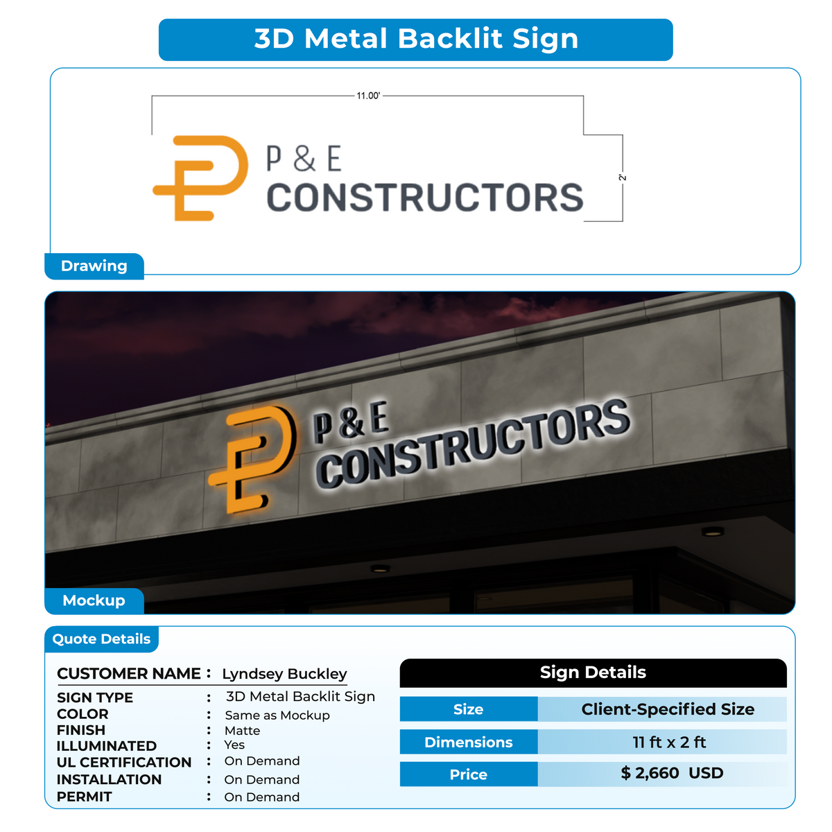 custom sign for Lyndsey Buckley