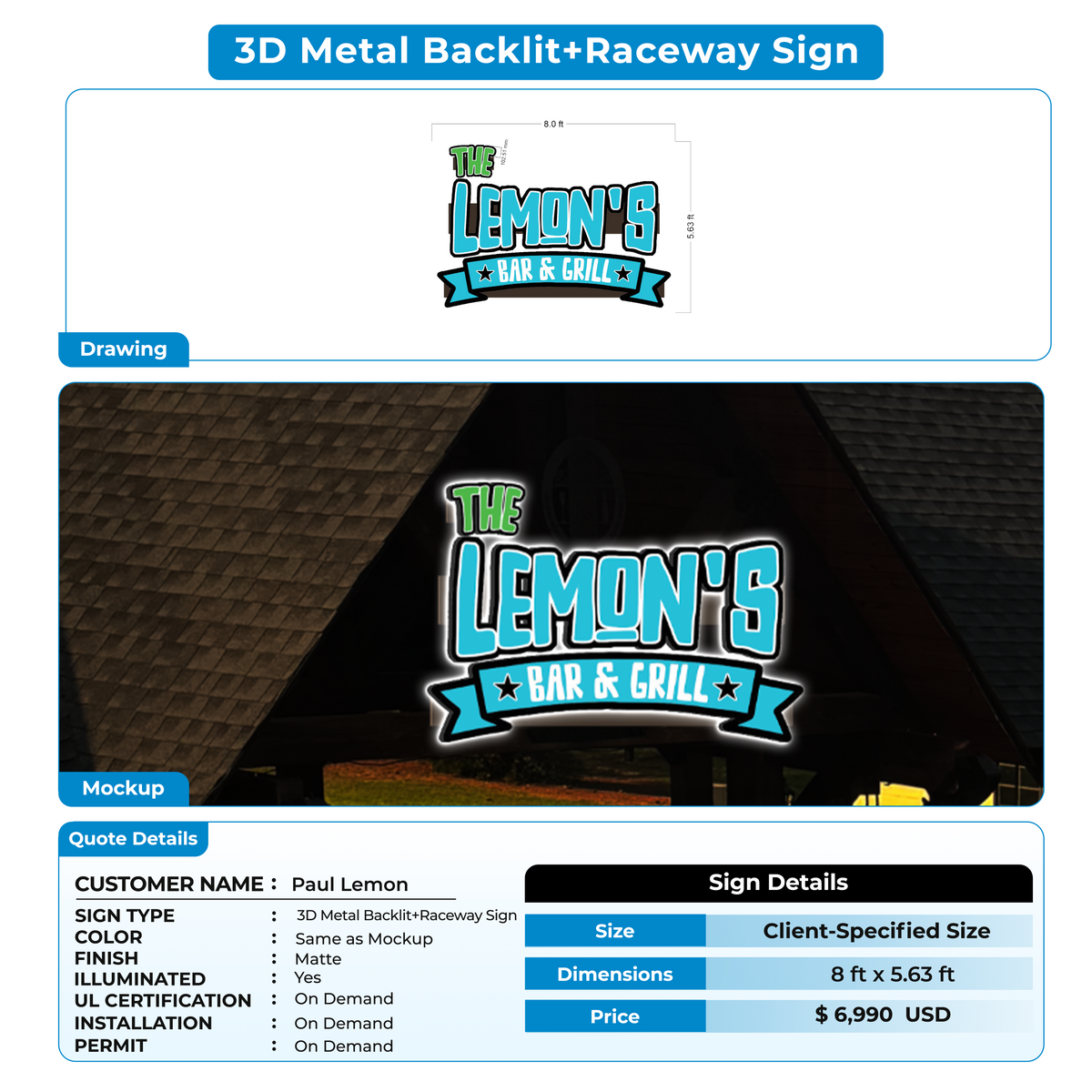 custom signs for Paul Lemon