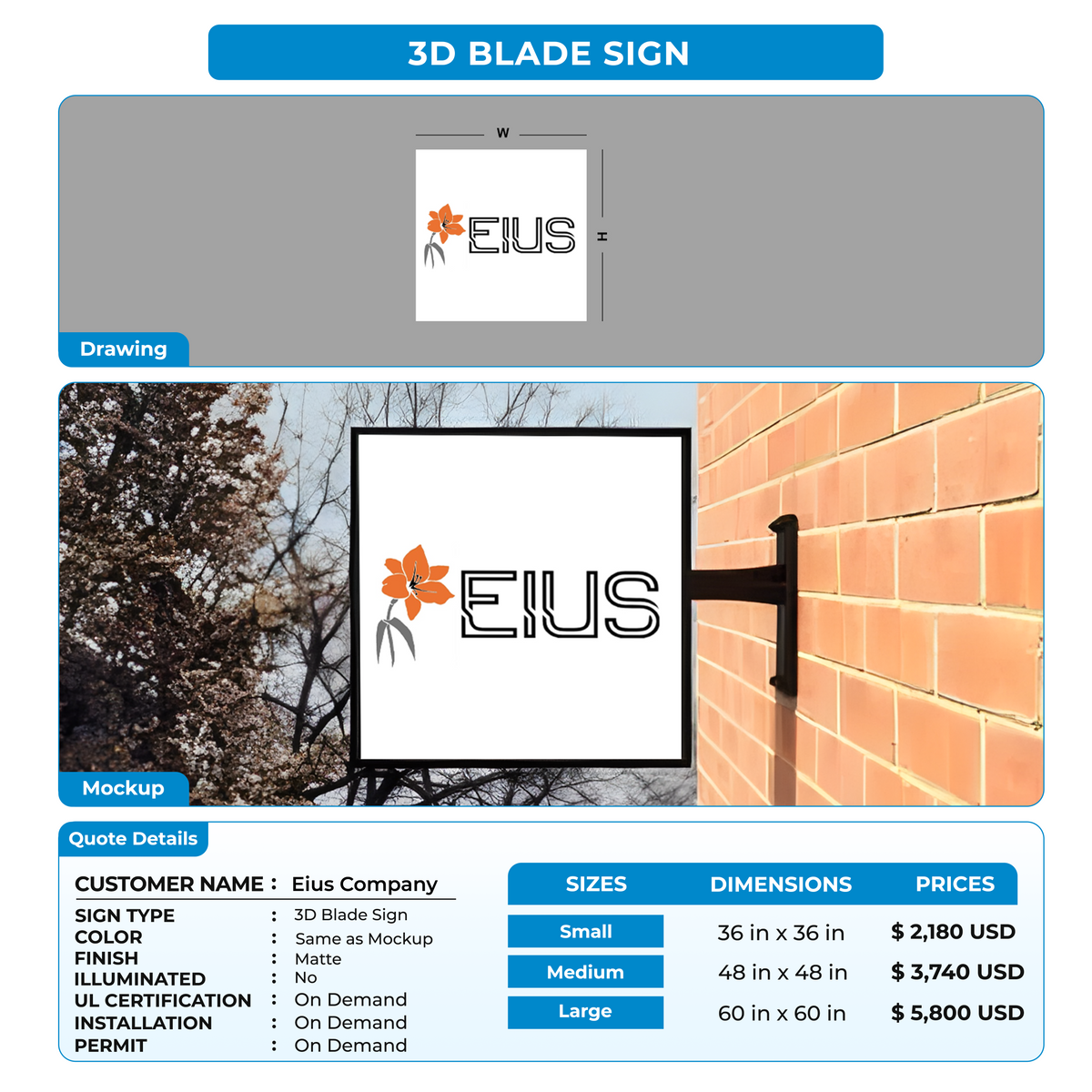 Custom Signs For Eius Company