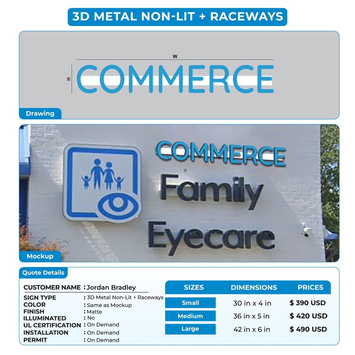Business signage for Jordan Bradley