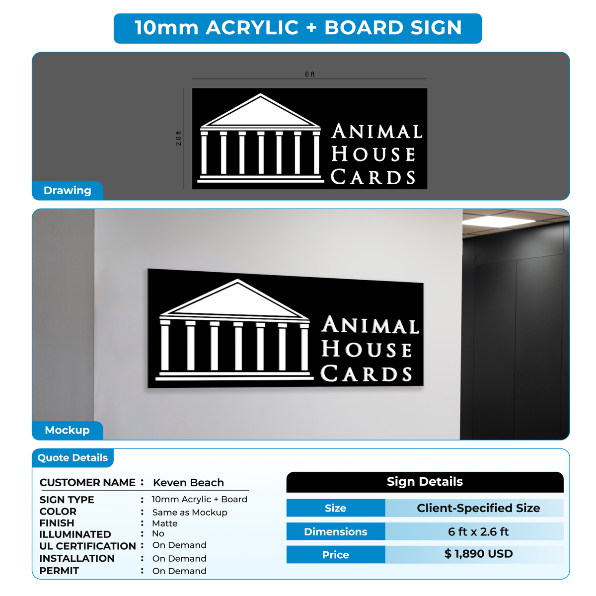 Business signage for Keven Beach