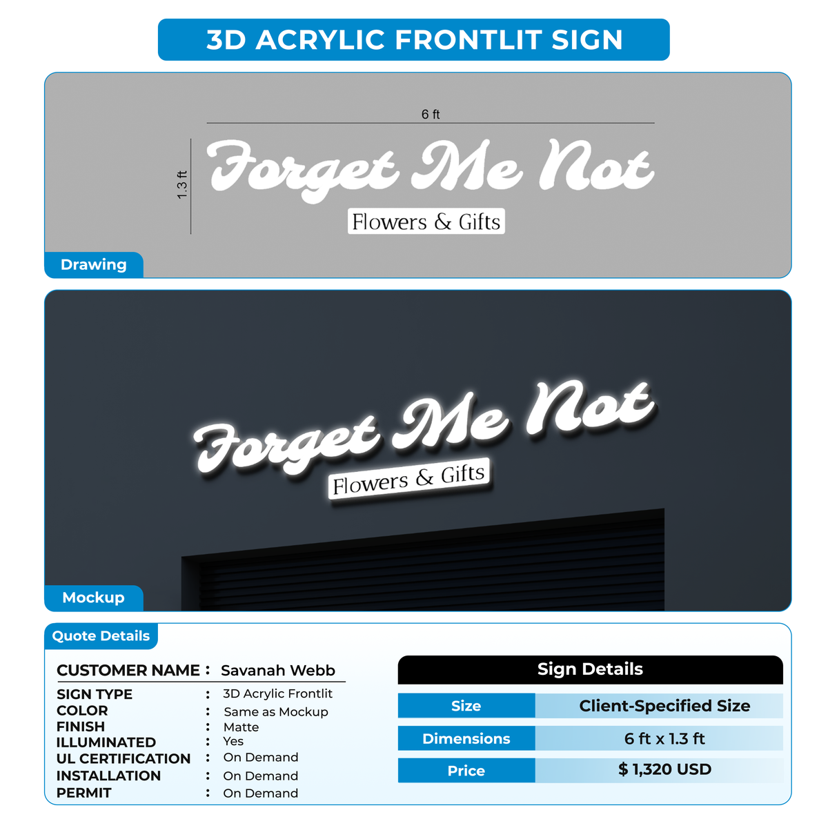 Business signage for Savanah Webb